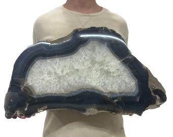 Huge Agate Slab | Slice - Natural Color 24.75" 28.45 lbs | Home Office Décor