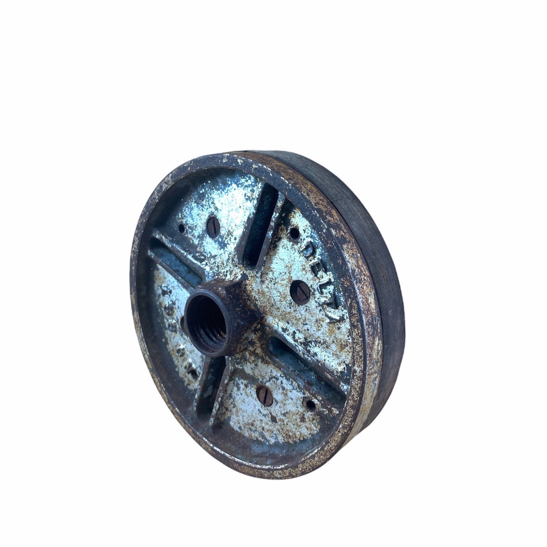 Vintage Metal Wood Pulley Wheel Etsy