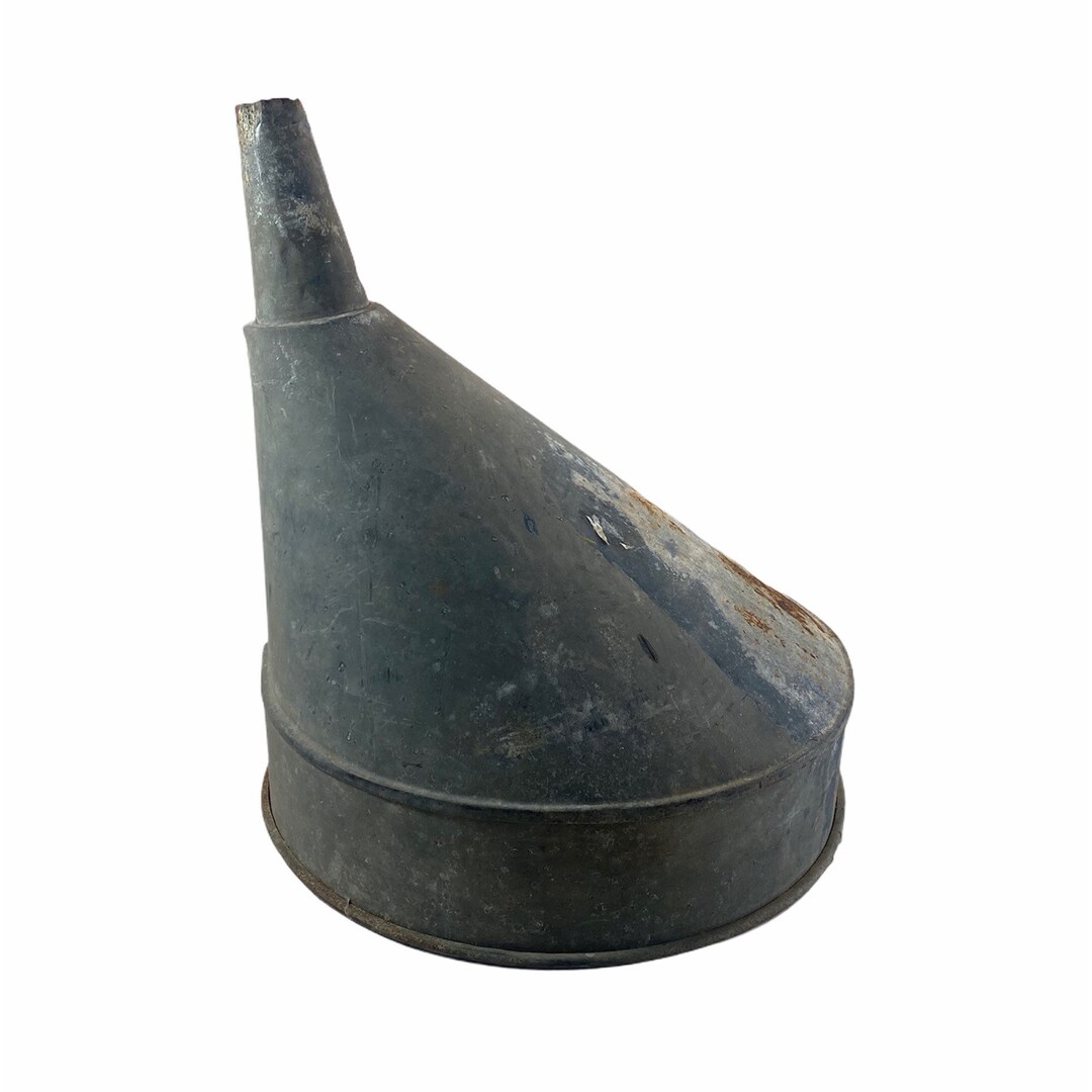 Large Vintage Galvanized Metal Tin Oil / Gas Funnel Industrial Etsy