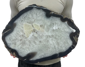 Huge Agate Slab | Slice - Natural Color 21" 27.35 lbs | Home Office Décor