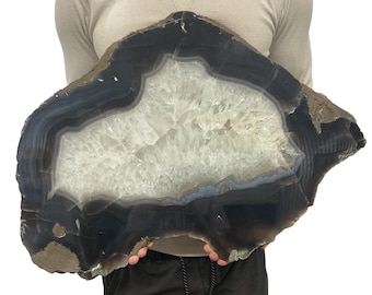 Huge Agate Slab | Slice - Natural Color 25.25" 30.05 lbs | Home Office Décor
