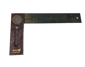 Vintage Rabone Chesterman Brass/Wood Square Measure Ruler