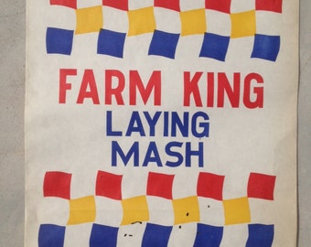 Original Vintage Dublin Texas Paper Feed Grain Sack Sign Chase Bag Co Dallas