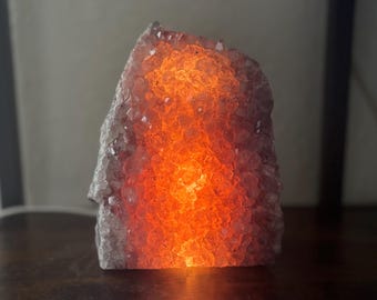 Large Amethyst Druzy Crystal Quartz Cluster Lamp 6.5”