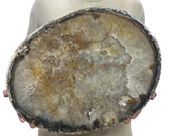 Huge Agate Slab | Slice - Natural Color 21.75" 31.50 lbs | Home Office Décor