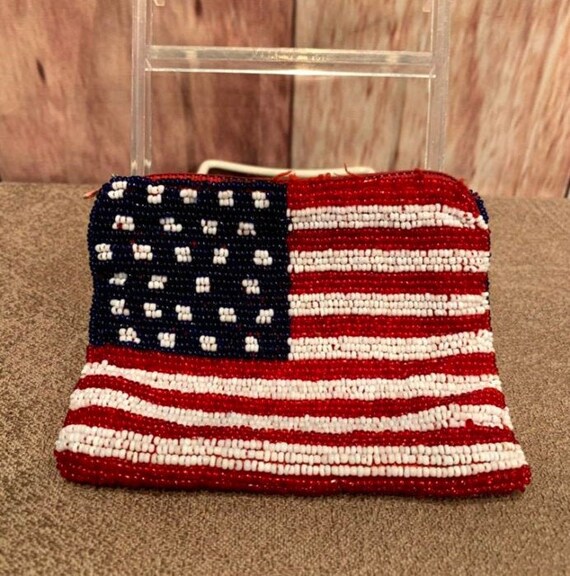 American Flag Patriotic Small Tie Clip with Red White and Blue Rhinestones July 4