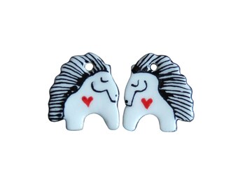 HORSE LOVE... a pair of ceramic earring dangles