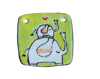ELEPHANT LOVE... ceramic FOCAL pendant