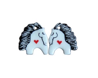 HORSE LOVE... a pair of ceramic earring dangles