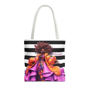 Personalisierte Tragetasche mit modischen Streifen und buntem afrozentrischem Design für Muttertag, Geburtstag und jeden besonderen Anlass,