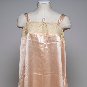 Antique Edwardian Pink Silk Petticoat Slip with Lace Trim