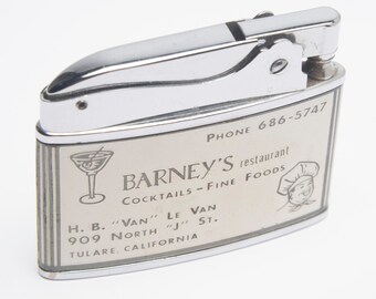 Vintage advertising lighter BARNEY's restaurant Cocktails & fine food advertising lighter promotional collectible