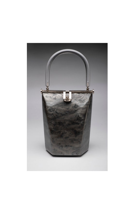 Vintage purse llewellyn lucite purse Grey & black