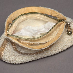 Vintage purse white seed beads and pearls clutch evening handbag purse 1920's image 3