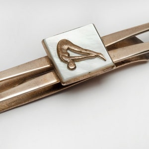 Vintage Diver Tie Bar: Gold Tone, Mother of Pearl, 1940s Novelty Clip