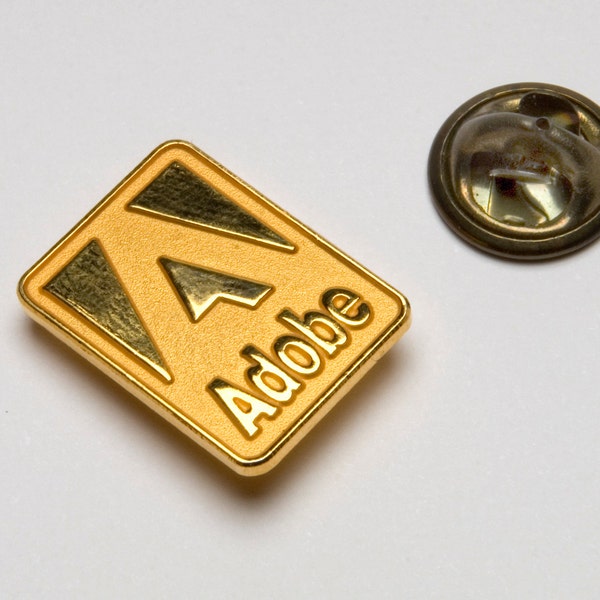 Vintage Tie Tack ADOBE Software Lapel pin gold tone metal 1980's Tie Pin #338