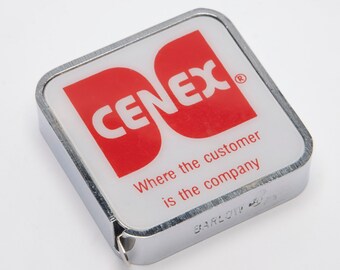 Vintage BARLOW advertising Metal Tape Measure for Centex Advertising pocket metal tape measure 1960s