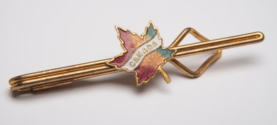 Vintage Tie Bar Clip "Canada" Maple Leaf Advertis… - image 1