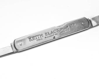 Vintage Advertising knife from England Keith Blackman Fan Manufacturers Sheffield stainless England mint with leather case. #11
