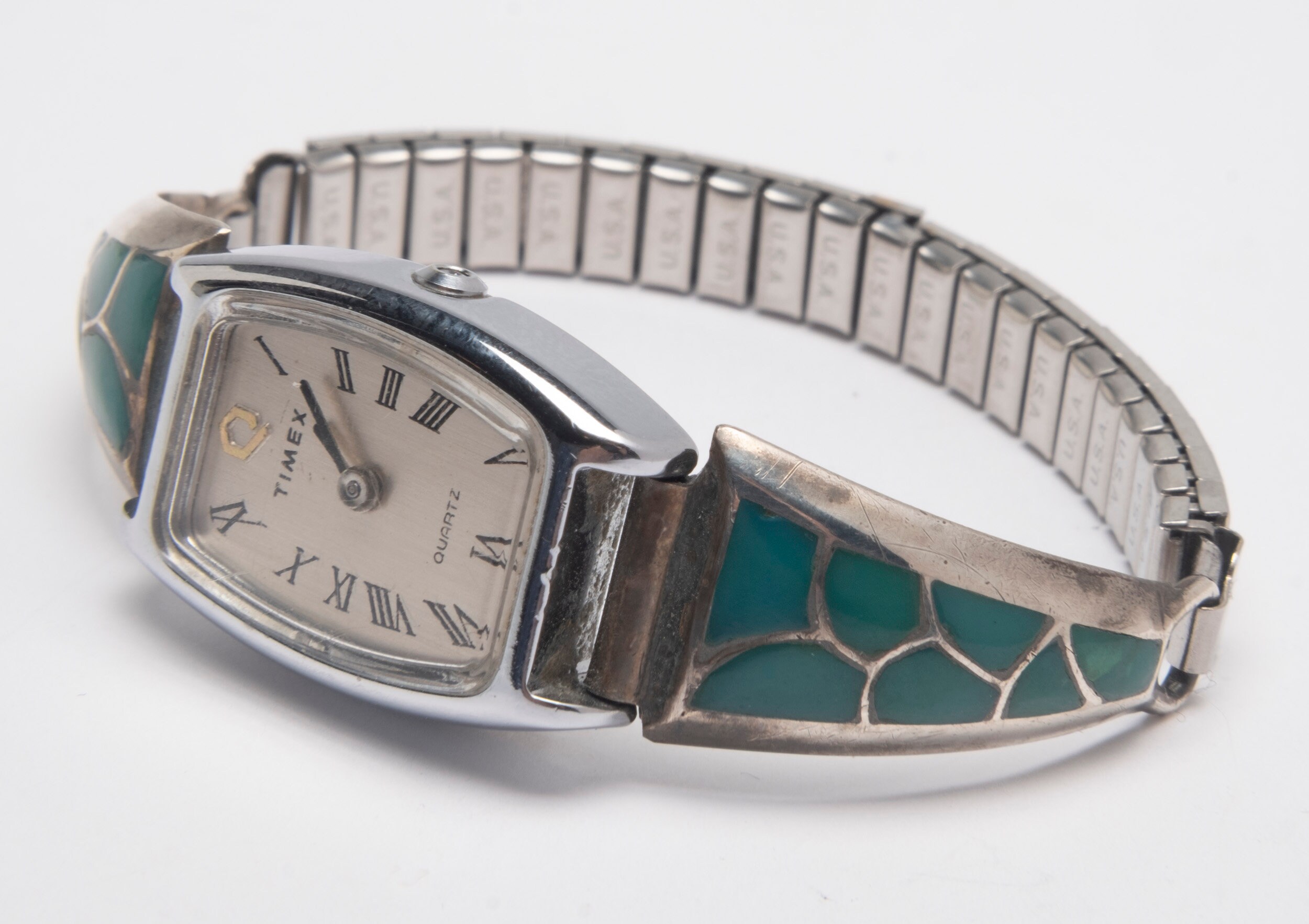 Timex ladies Sterling silver southwestern watch NEW BATTERY Timex All Silver Toned Women main image 2