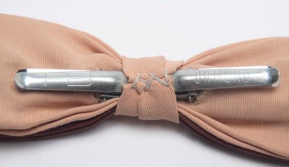 Vintage bow tie ORMOND Clip on 2 tone brown & tan… - image 3