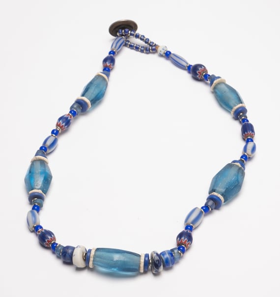 アクセサリー CHOOKE Venetian Seed Beads Neclace Vintage Trade Bead Necklace, Venetian Chevron, Czech Glass, 20