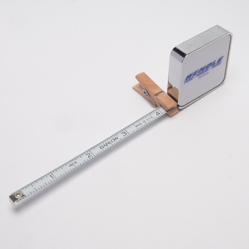 Vintage BARLOW Advertising Metal Tape Measure for WENDLE Car Dealership