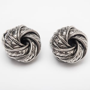 Earrings Miriam HASKELL Vintage silver Knot Earrings Vintage Designer silvertone Earrings Signed Haskell clip-on