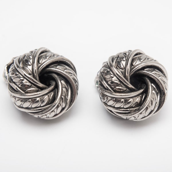 Miriam HASKELL Vintage silver Knot Earrings Vintage Designer silvertone Earrings Signed Haskell clip-on