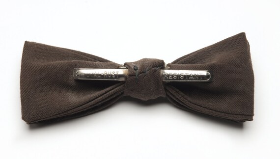 Vintage bow tie Clip On a rich brown Royal Rust R… - image 2