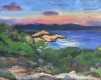 Sunset 1, Glyfada, Greece 20 x 50 cm, oil on canvas, 2015, painted on site