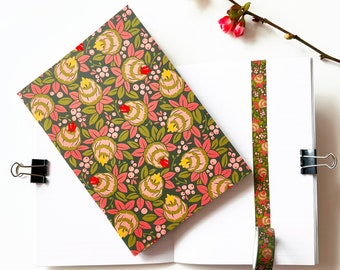 Florine Gift set, floral notebook and washi tape, set of 2