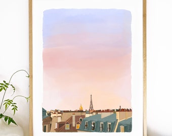 Poster Paris, Art travel print, Eiffel Tower print, Paris art print, travel poster, city trip, A4 A5