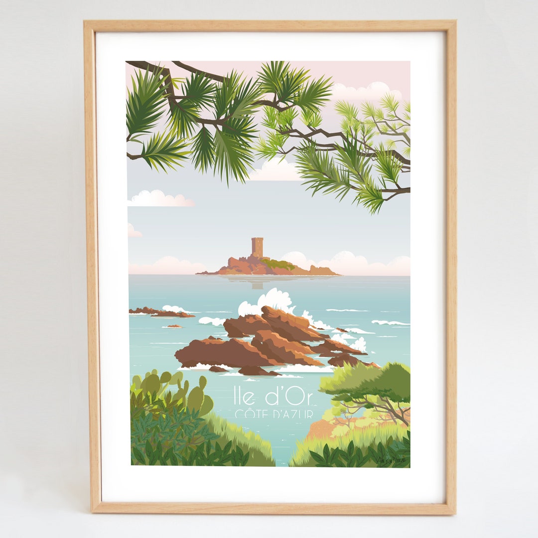 Ile D'or Print Art Souvenir Côte D'azur Print - Etsy