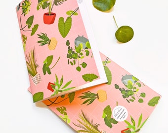 Plants pattern Notebook A5, plants, botanical notebook, recycled paper, 48 pages