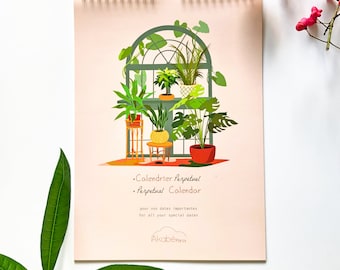 Calendario de pared perpetuo, Calendario de cumpleaños, Calendario de fechas importantes, Calendario de plantas y flores, Calendario sin fecha