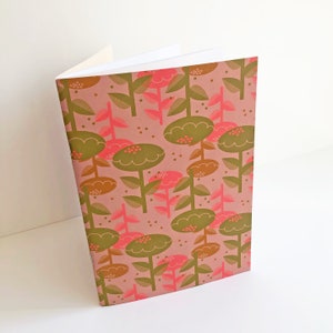 Retro floral Notebook Flora A5, vintage flower pattern, recycled paper, 48 pages image 2