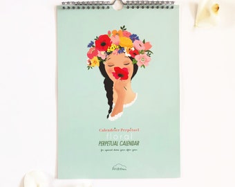 Floral Perpetual calendar Birthdays calendar Anniversaries calendar