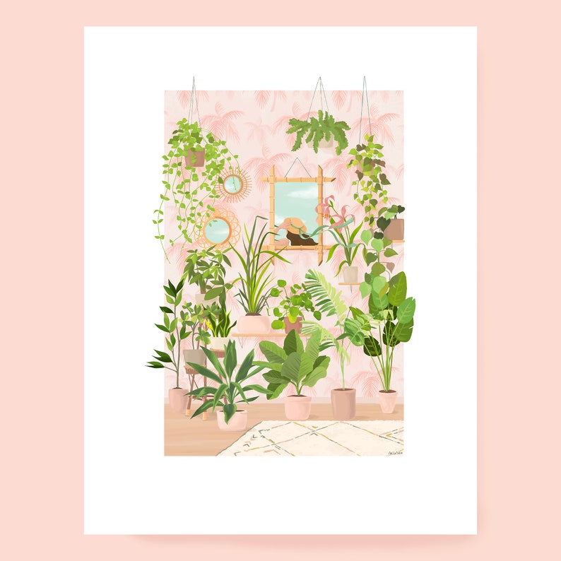 Print In The Mirror, house plant print, botanical illustration, plant lady image 3