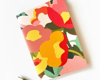 Carnet motif fleur A5 ENGLISH GARDEN, carnet floral, carnet papier recyclé fleurs