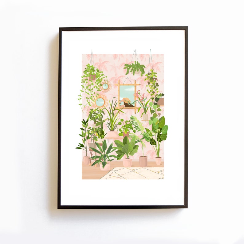 Print In The Mirror, house plant print, botanical illustration, plant lady image 2