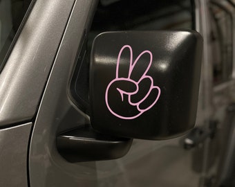 Wave Mirror Decal (Set of 2), Bubble Peace Sign, Choose Color and Text, Fully Customized