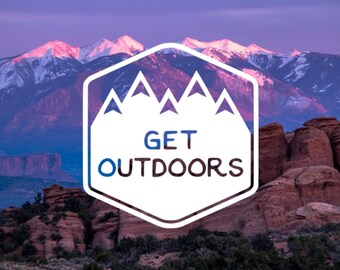 Get Outdoors Badge, Phone Decal, Laptop Decal, Car Decal, Choose Color And Size