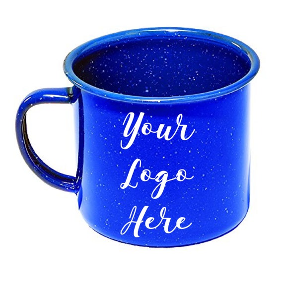 Custom Logo Vinyl Decal Enamel Mug Custom Mug Drinking Etsy