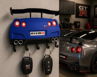 GTR Key Holder, Car Guy Gift, JDM Garage Decor, Wall Mounted Key Rack, Nissan Inspired Garage Accessories, Man Cave Decor