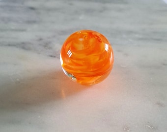 Infusion - Glass bead for orange yellow creation, murano glass bead jewelry creation, transparent orange yellow artisan glass bead