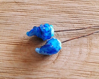 Headpins verre filé cuivre *coquillages* turquoise, perles verre murano, tiges cuivre création boucles oreilles turquoise