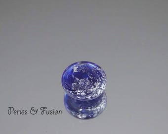 Handmade Lampwork Glass cabochon/bead * silver * blue night/silver - glass Lampwork ring-creation or glass - glass ring bead
