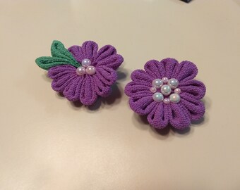 Light Purple Flower Kanzashi Hair Clip or Brooch