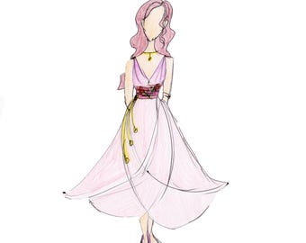 Illustrazione di moda dell'abito Hibiscus